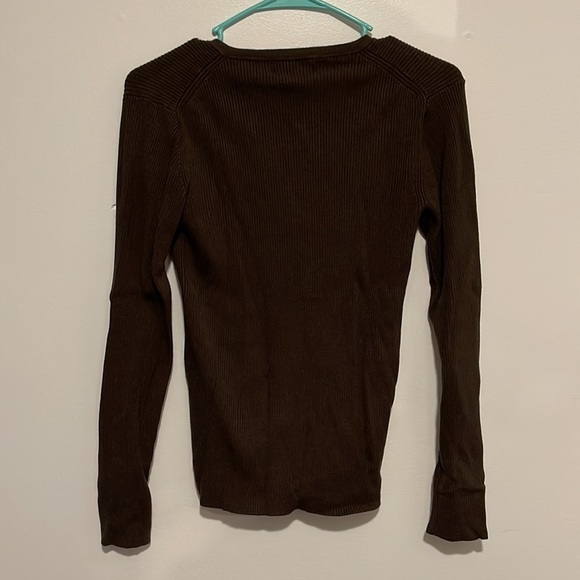 NWT For The Republic brown knit sweater gold buttons fall ribbed material - Picture 5 of 5
